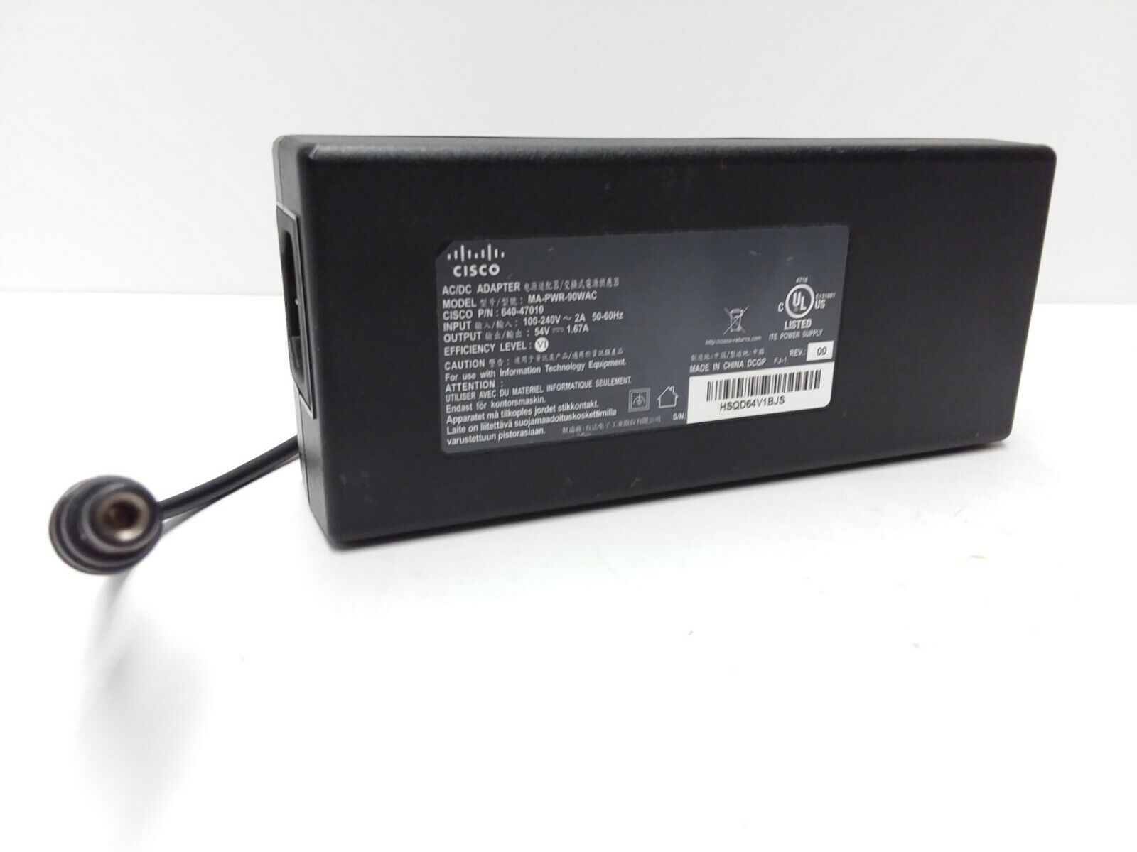 NEW Cisco MA-PWR-90WAC 640-47010 54V 1.67A 90W DC Power Supply for MX65 MX68 MS120-8LP - Click Image to Close